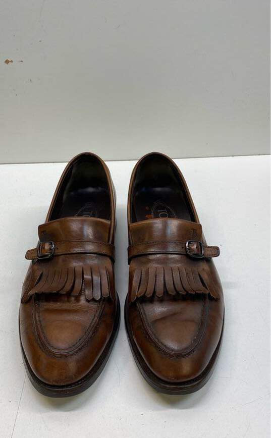 Tod's Brown Leather Kiltie Casual Moccasin Loafers Men's Size 8 image number 5