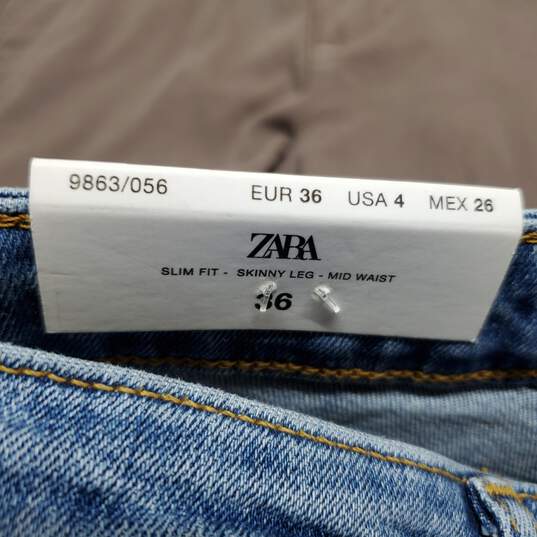 Zara Signature Denim The Mid Waist Skinny Pants sz 4 image number 4