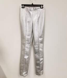 NWT Womens Silver Vegan Leather High Waisted Skinny Ankle Pant Size 4