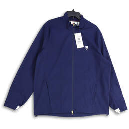 NWT Mens Blue Mock Neck Long Sleeve Slash Pocket Full-Zip Jacket Size XL