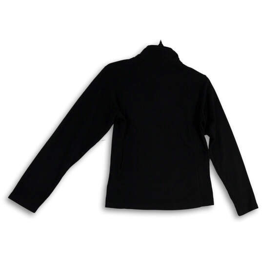 Womens Black Heather 1/4 Zip Mock Neck Pullover Activewear T-Shirt Size S image number 2