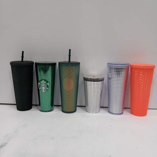 Bundle of 6 Assorted Starbucks Travel Tumblers with Straws image number 1