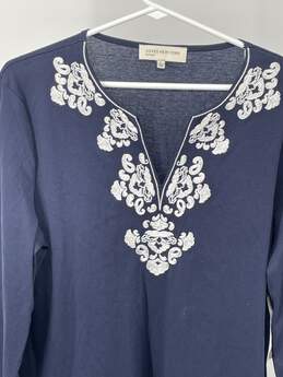 Jones New York Womens Blue White Embroidery Tunic Top Size L T-0552426-L alternative image