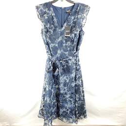 DKNY Women Blue Floral Belted Dress Sz 14 NWT