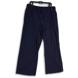 Gap Womens Navy Blue Striped Elastic Waist Wide Leg Ankle Pants Size XL