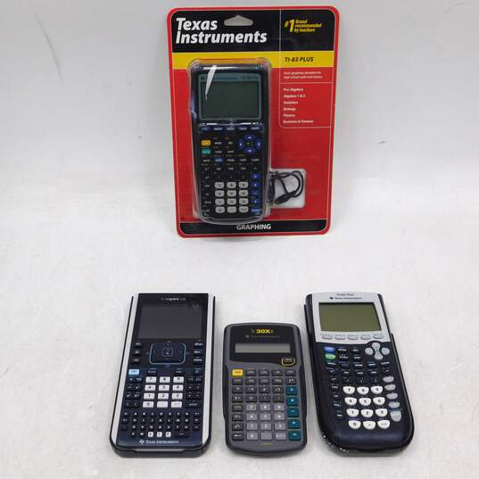 Lot of 4 Texas Instruments Graphing Calculators TI-84 Plus TI Nspire CX image number 1