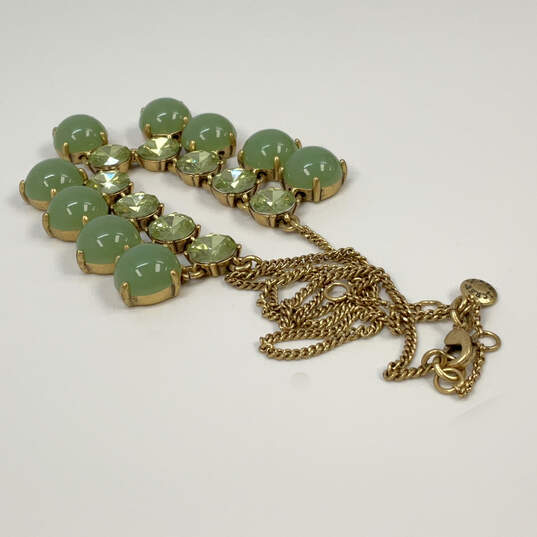 Designer Stella & Dot Gold-tone Green Crystal Stone Statement Necklace image number 2