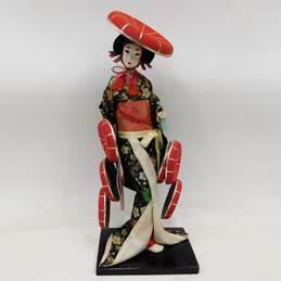 VNTG Japanese Bijin Geisha Courtesan Silk Folk Doll Showa Period alternative image