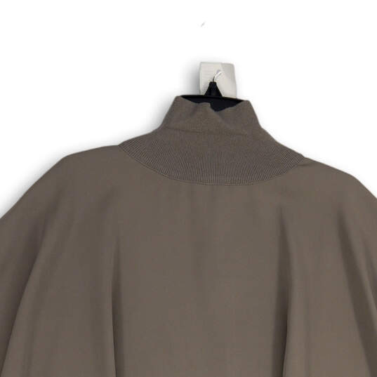 Womens Gray 1/4 Zip Mock Neck Dolman Sleeve Side Slit Pullover Sweater Sz L image number 4