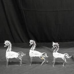 3 Crystal Horse Figurines