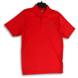 Mens Red Spread Collar Short Sleeve Golf Polo Shirt Size Small