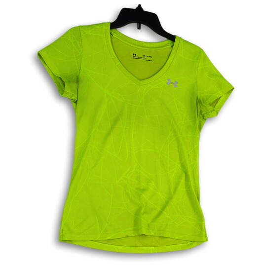 Womens Yellow V-Neck Short Sleeve Pullover Activewear T-Shirt Size XS image number 1