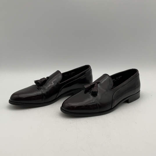 Mens Brown Purple Leather Tassel Slip On Loafer Dress Shoes Size 10.5 D image number 3