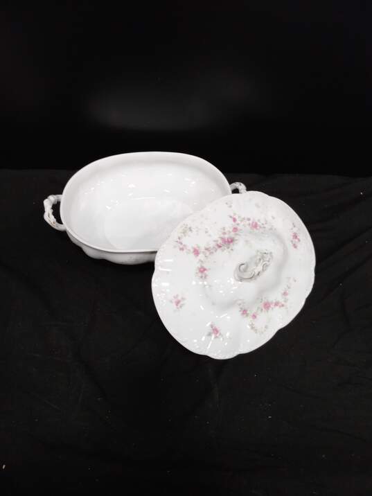 Vintage Hasburg Austria Porcelain Hand Painted Oval Covered Serving Dish image number 1