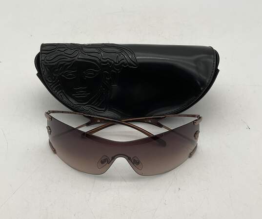 Versace Women's Designer Sunglasses Brown Shield Ea'se Lense 2052 Complete With Case, Lenses Clutch & Cord image number 2