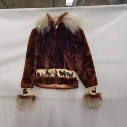 Vintage Faux Fur Coat w/ Fox Fur Trim