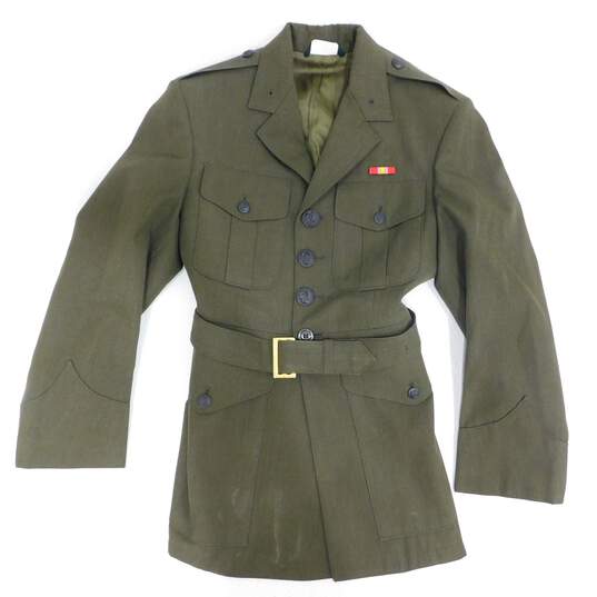 VTG U.S. Marine Corps Military Green Gabardine 2212 Men's Uniform Coat w/ Khaki 2122 Shirts image number 1