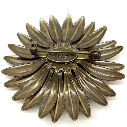 Designer Liz Palacios Gold-Tone Crystal Clear Summer Flower Brooch Pin image number 4