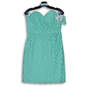 NWT Womens Mint Green Floral Lace Strapless Short Bridesmaid Dress Size 10 image number 1