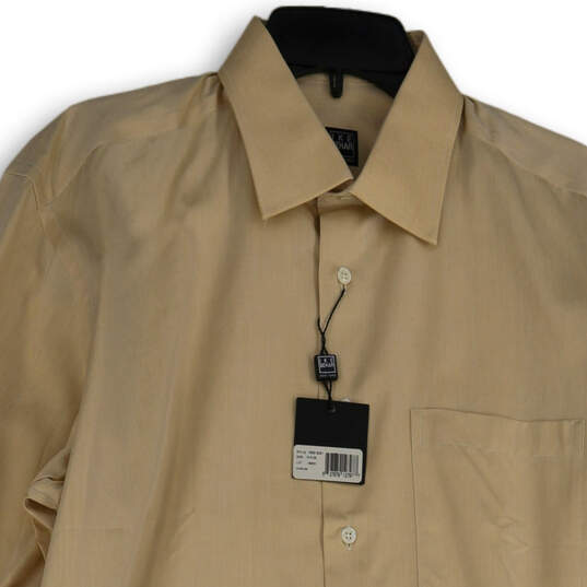 NWT Mens Deep Tan Long Sleeve Spread Collar Formal Dress Shirt Sz 34 /15.5 image number 3