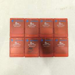 8 PS2 Red Memory Cards