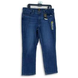 NWT Lee Womens Blue Denim 5-Pocket Design Straight Leg Jeans Size 16P
