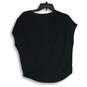 NWT Womens Black Pleated Surplice Neck Cap Sleeve Pullover Blouse Top Size XS image number 2