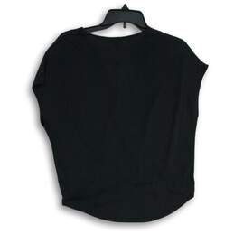 NWT Womens Black Pleated Surplice Neck Cap Sleeve Pullover Blouse Top Size XS alternative image