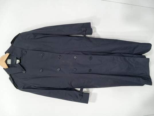 Womens Blue Long Sleeve Collared Double Breasted Trench Coat Size 16 L image number 1