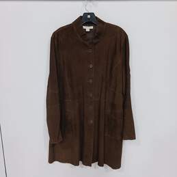 Coldwater Creek Brown Suede Button Up Coat Women's Size XL