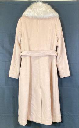 Karl Lagerfeld Womens Beige Collared Long Sleeve Belted Wrap Coat Size Small alternative image