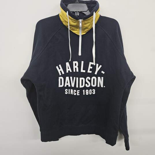 Harley-Davidson 1/4 Zip Navy Sweater image number 1