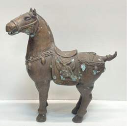 Bronze Tang Horse Statue Oriental Decorative 20 inch Tall Metal Sculpture