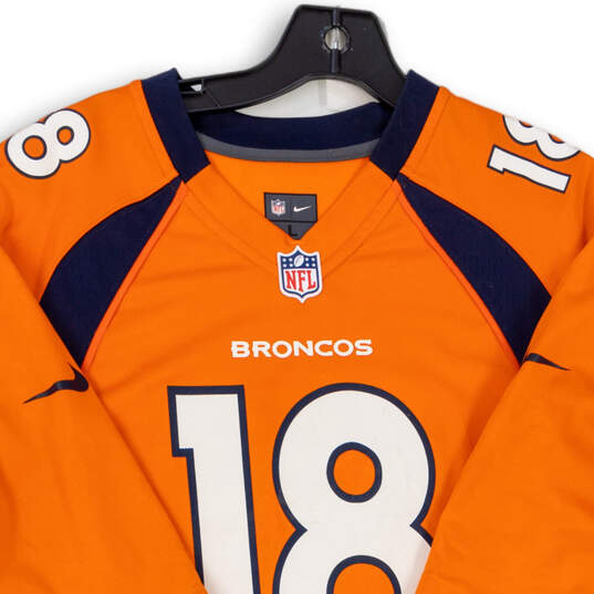 Mens Orange Denver Broncos 18 Manning Short Sleeve Jersey Size Large image number 3