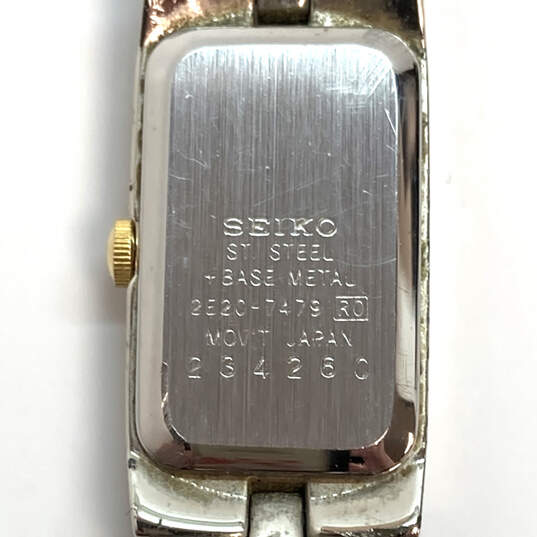 Designer Seiko 2E20-7479 Two-Tone White Rectangle Dial Analog Wristwatch image number 4