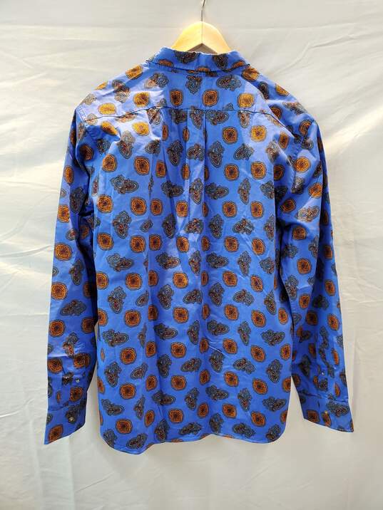 J. Crew Long Sleeve Blue Paisley Twill Button Up Shirt Men's Size XL NWT image number 3