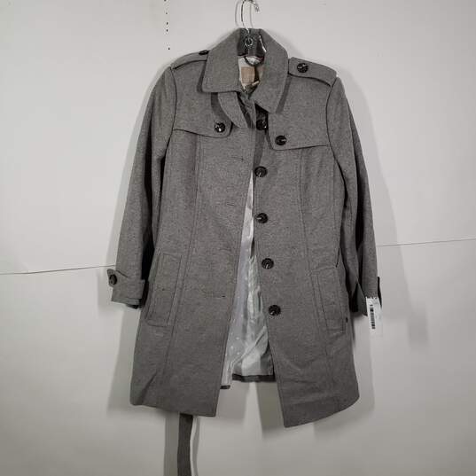 Womens Collared Long Sleeve Belted Single Breasted Trench Coat Size Small image number 1
