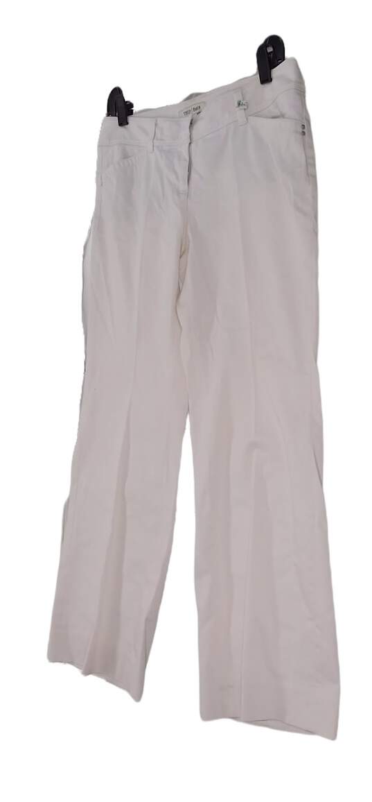 Womens White Flat Front Straight Leg Dress Pants Size 6S image number 2