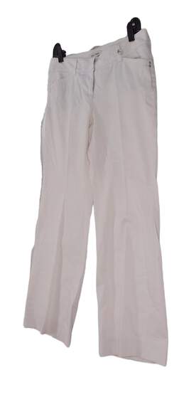 Womens White Flat Front Straight Leg Dress Pants Size 6S alternative image