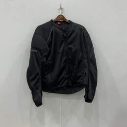 Mens Black Long Sleeve Side Pockets Full-Zip Motorcycle Jacket Size 3XL alternative image