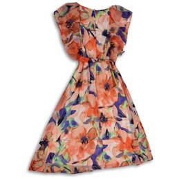 NWT Womens Multicolor Floral Ruffle Sleeve Back Zip Fit & Flare Dress Sz 4 alternative image