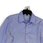 Mens Blue Slim Fit Non-Iron Collared Long Sleeve Dress Shirt Sz 15.5 32/33 image number 3