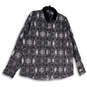 Mens Gray Black Printed Collared Long Sleeve Casual Button-Up Shirt Sz XXL image number 1