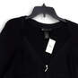 NWT Womens Black V-Neck Long Sleeve Knit Full-Zip Sweater Size 22/24 image number 3