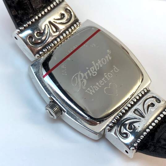 NWT Designer Brighton Waterford Silver-Tone Leather Band Formal Wristwatch image number 4