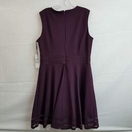 Calvin Klein Mesh Trim Aubergine Fit & Flare Dress Size 14 alternative image