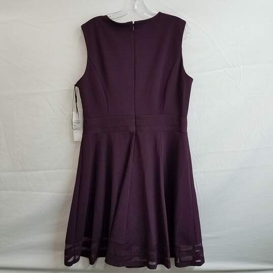 Calvin Klein Mesh Trim Aubergine Fit & Flare Dress Size 14 image number 2