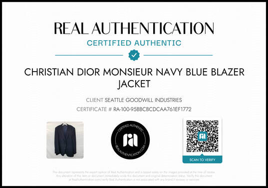 Christian Dior Monsieur Navy Blue Blazer Jacket Men's Size 48 - AUTHENTICATED image number 6