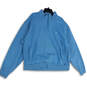 Mens Blue Long Sleeve 1/4 Zip Mock Neck Pockets Pullover Sweatshirt Sz 2XL image number 1