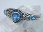Romantic 925 Sterling Silver Blue Rhinestone Cuff Bracelet 26.8g image number 1